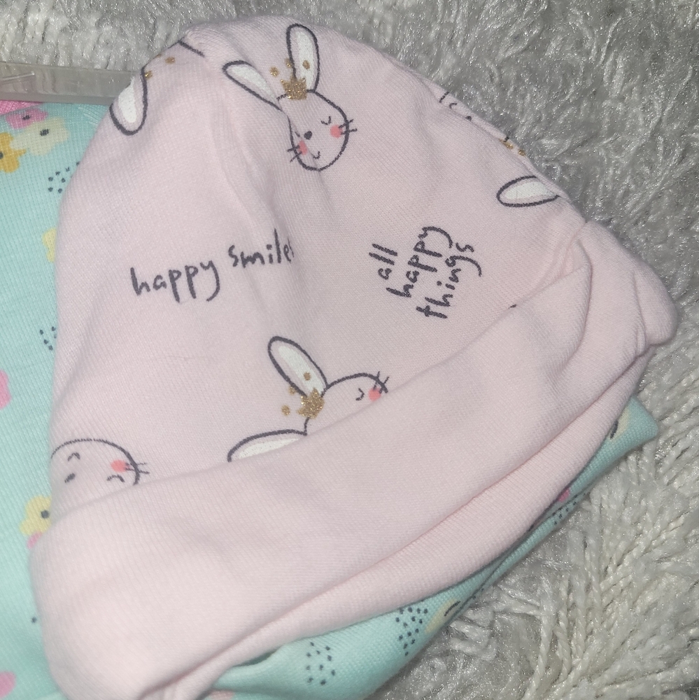 NWT 5 Gerber Baby Girl Caps - Pink, Yellow, Blue, White - Picture 3 of 7